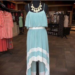 Medium Point sea green and cream high low dress